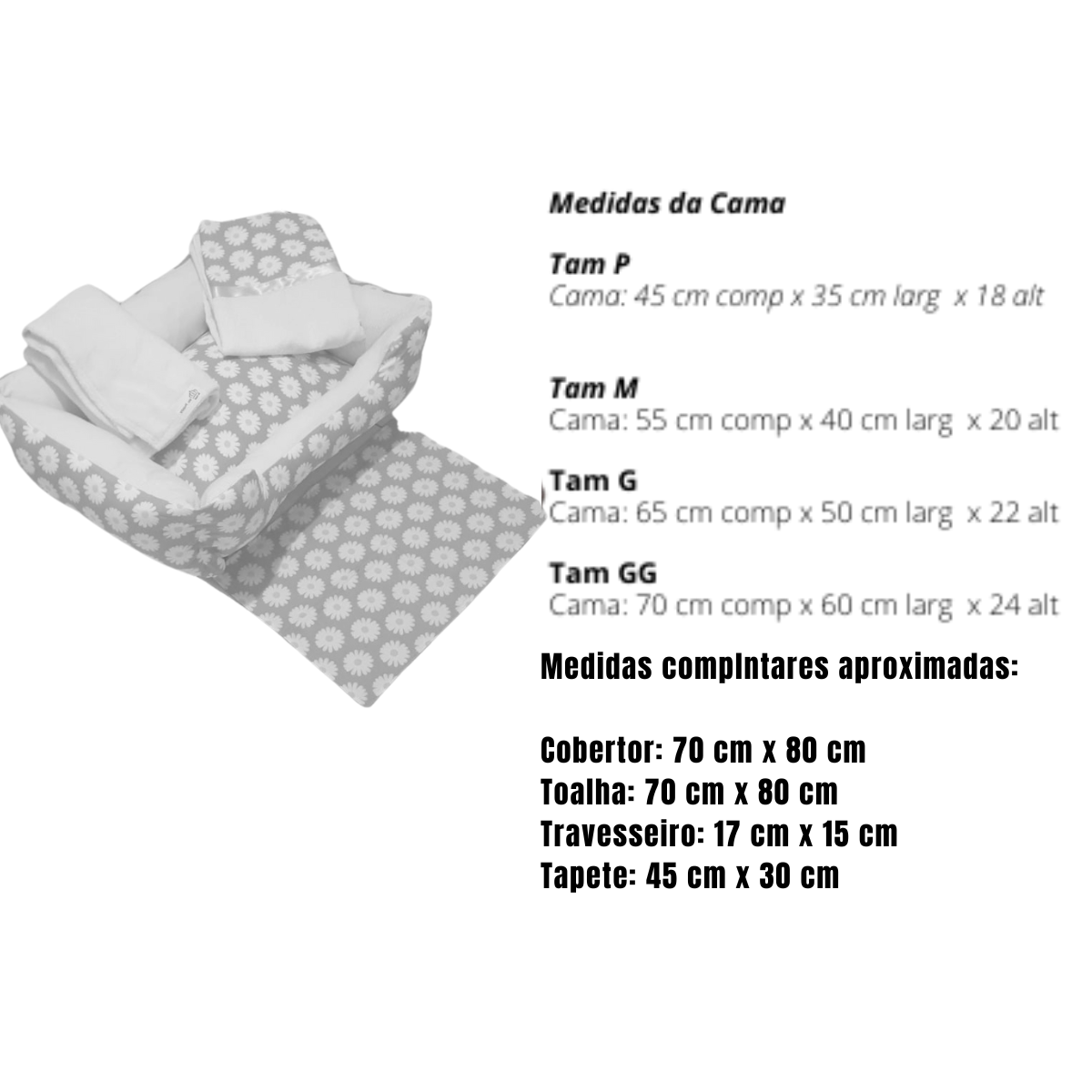 Tabela tamanho das camas